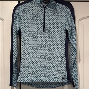 Kerrits equestrian Navy and Light Blue 1/4 zip long sleeved top